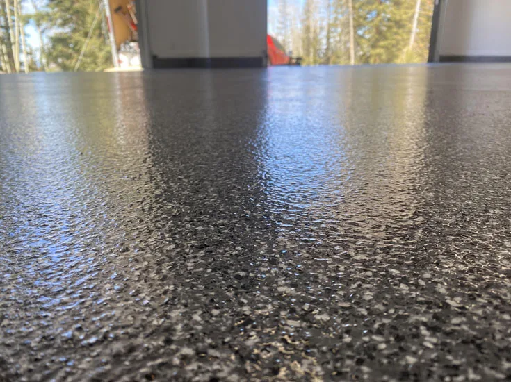 Finished garage floor coating