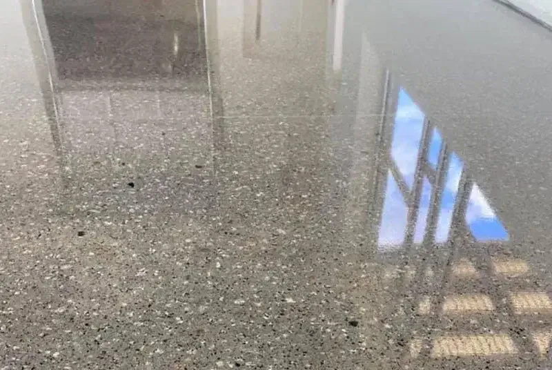 Polished concrete floor with a honed sheen